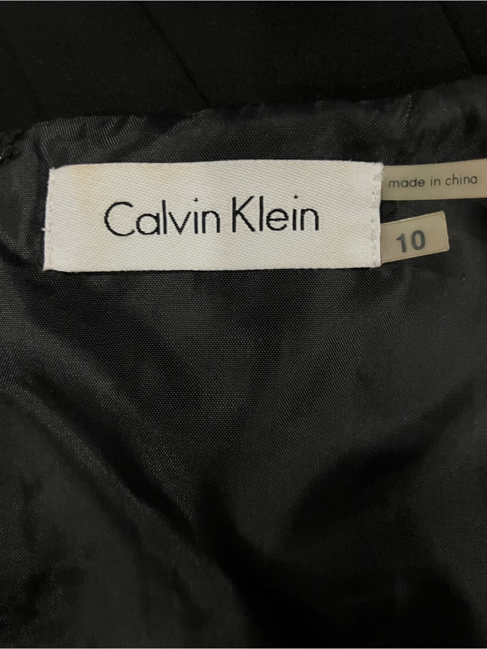 Calvin Klein Black Lined Pleated Dress LBD Little Black Dress Work Career Sz 10 - Picture 2 of 6